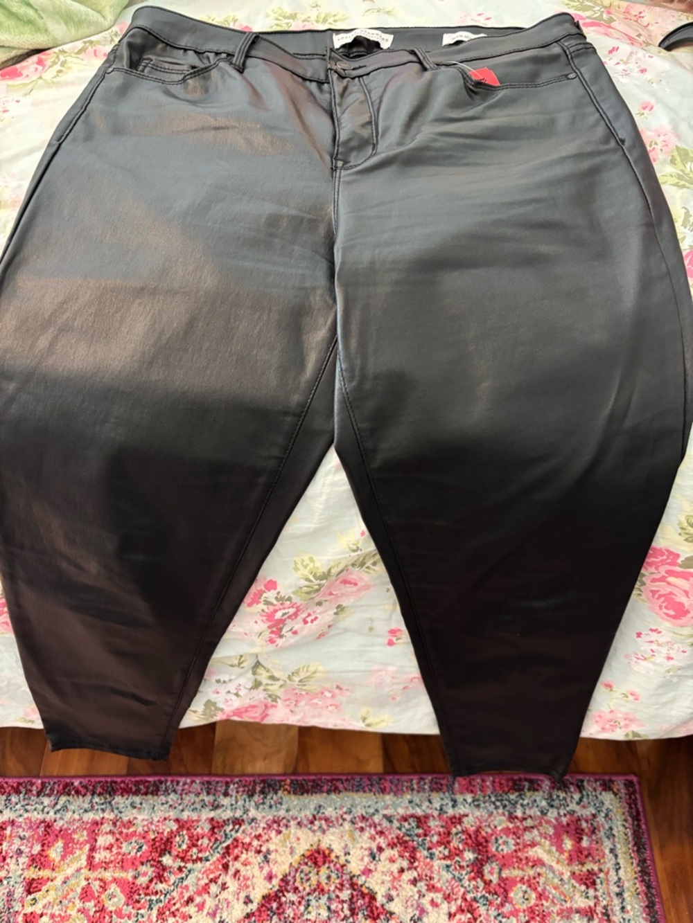 Black Faux Leather Women's Tapered Pants